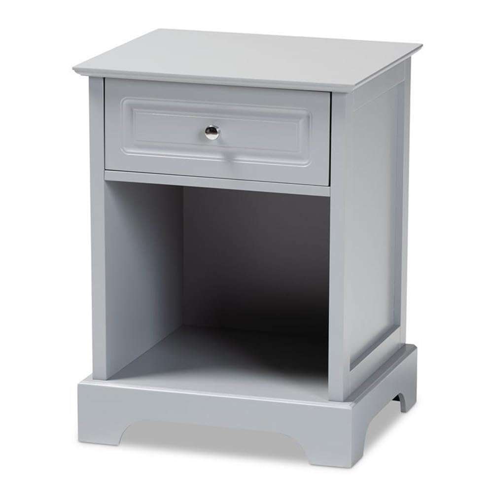Baxton Studio Chase Modern Transitional Light Grey Finished 1-Drawer Wood Nightstand